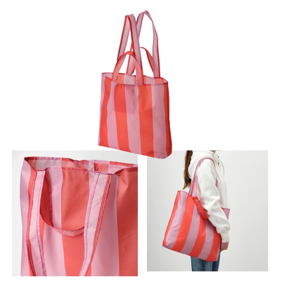Foldable Pocket Reusable Shopping Tote Ikea Striped NEW  Bag u Discontinued